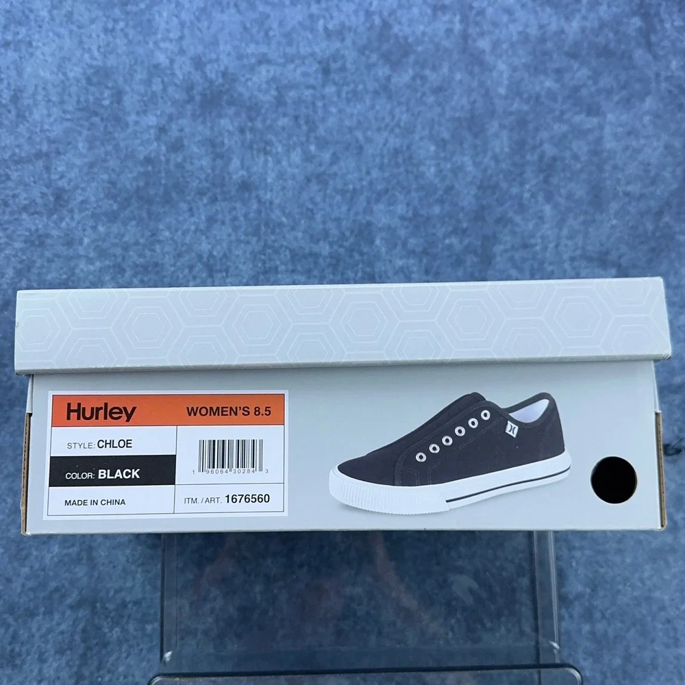 Hurley Chloe Womens 8.5 Black Canvas Slip On Sneakers Low Top Shoes‎ 1676560